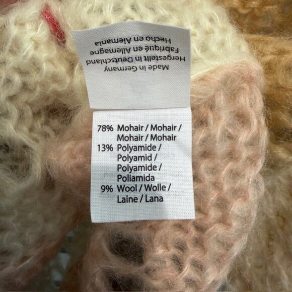 Maiami Mohair Blend Loose Knit Relaxed Fit Pullover in Beige Colorblock size XS - Picture 4 of 5